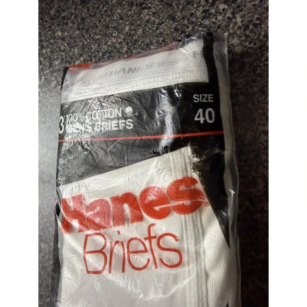 VTG 80s Hanes Mens Briefs 3 Pack NOS Made In USA 40 White Cotton Comfortweave